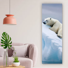 Lade das Bild in den Galerie-Viewer, Leinwandbild Eisbär auf Eisscholle Digital Art Panorama Hoch
