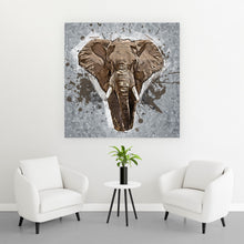 Lade das Bild in den Galerie-Viewer, Leinwandbild Elefant Abstrakt Quadrat