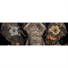 Lade das Bild in den Galerie-Viewer, Leinwandbild Elefant Boho mit Blumen Panorama