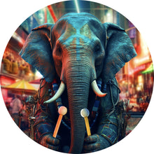 Lade das Bild in den Galerie-Viewer, Aluminiumbild gebürstet Elefant in der Stadt Digital Art Kreis