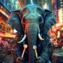 Lade das Bild in den Galerie-Viewer, Poster Elefant in der Stadt Digital Art Quadrat