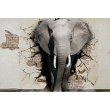 Lade das Bild in den Galerie-Viewer, Poster Elefant kommt aus der Wand Querformat