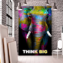 Lade das Bild in den Galerie-Viewer, Spannrahmenbild Elefant Think Big Hochformat