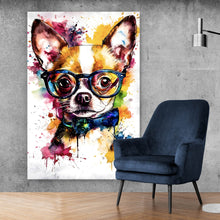 Lade das Bild in den Galerie-Viewer, Acrylglasbild Eleganter Chihuahua Pop Art Hochformat