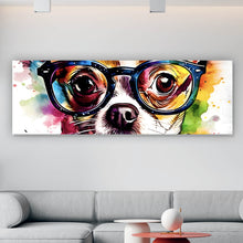 Lade das Bild in den Galerie-Viewer, Leinwandbild Eleganter Chihuahua Pop Art Panorama