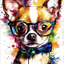 Lade das Bild in den Galerie-Viewer, Aluminiumbild gebürstet Eleganter Chihuahua Pop Art Quadrat
