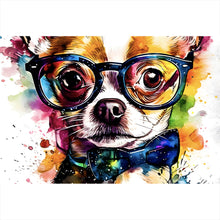 Lade das Bild in den Galerie-Viewer, Aluminiumbild gebürstet Eleganter Chihuahua Pop Art Querformat