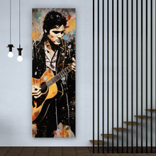 Lade das Bild in den Galerie-Viewer, Aluminiumbild Elvis Presley mit Gitarre Abstrakt Panorama Hoch