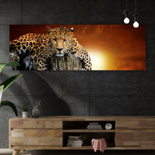 Lade das Bild in den Galerie-Viewer, Leinwandbild Entspannter Leopard Panorama