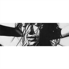 Lade das Bild in den Galerie-Viewer, Aluminiumbild gebürstet Erotische Frau Zeichenstil Vintage Panorama