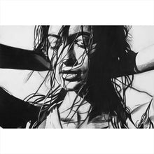 Lade das Bild in den Galerie-Viewer, Leinwandbild Erotische Frau Zeichenstil Vintage Querformat