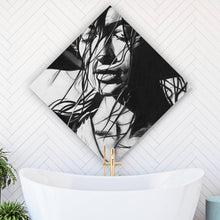 Lade das Bild in den Galerie-Viewer, Acrylglasbild Erotische Frau Zeichenstil Vintage Raute