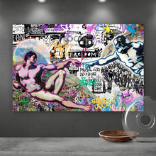 Lade das Bild in den Galerie-Viewer, Aluminiumbild gebürstet Erschaffung der Welt Pop Art Querformat