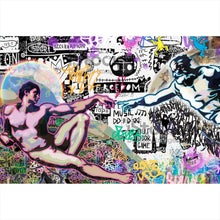 Lade das Bild in den Galerie-Viewer, Leinwandbild Erschaffung der Welt Pop Art Querformat