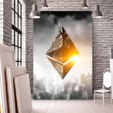 Lade das Bild in den Galerie-Viewer, Poster Ethereum Symbol mit Stadt im Hintergrund Hochformat