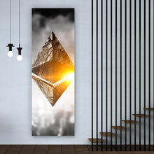 Lade das Bild in den Galerie-Viewer, Leinwandbild Ethereum Symbol mit Stadt im Hintergrund Panorama Hoch