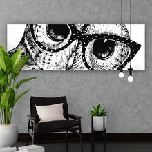 Lade das Bild in den Galerie-Viewer, Leinwandbild Eule im Zeichenstil Panorama