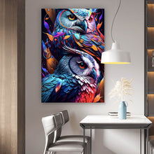 Lade das Bild in den Galerie-Viewer, Poster Eulenpaar bunt Digital Art Hochformat