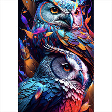 Lade das Bild in den Galerie-Viewer, Poster Eulenpaar bunt Digital Art Hochformat