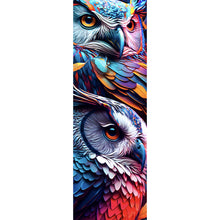 Lade das Bild in den Galerie-Viewer, Spannrahmenbild Eulenpaar bunt Digital Art Panorama Hoch