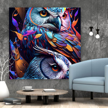 Lade das Bild in den Galerie-Viewer, Poster Eulenpaar bunt Digital Art Quadrat