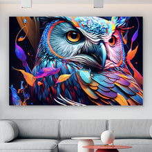 Lade das Bild in den Galerie-Viewer, Poster Eulenpaar bunt Digital Art Querformat
