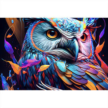 Lade das Bild in den Galerie-Viewer, Spannrahmenbild Eulenpaar bunt Digital Art Querformat