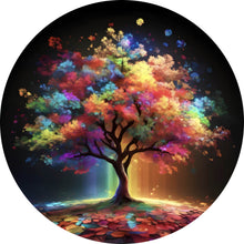 Lade das Bild in den Galerie-Viewer, Aluminiumbild Fantasie Baum in knalligen Farben Kreis