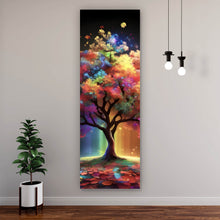Lade das Bild in den Galerie-Viewer, Spannrahmenbild Fantasie Baum in knalligen Farben Panorama Hoch