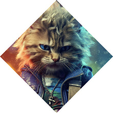 Lade das Bild in den Galerie-Viewer, Spannrahmenbild Fantasie Katze als Rebell Digital Art Raute