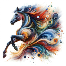 Lade das Bild in den Galerie-Viewer, Poster Fantasie Pferd in Regenbogenfarben Quadrat