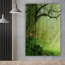 Lade das Bild in den Galerie-Viewer, Poster Fantasiewald mit bunten Schmetterlingen Hochformat
