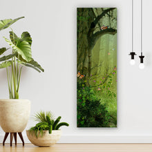 Lade das Bild in den Galerie-Viewer, Poster Fantasiewald mit bunten Schmetterlingen Panorama Hoch