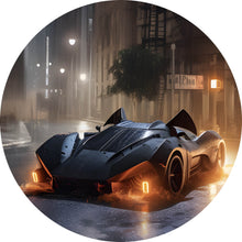 Lade das Bild in den Galerie-Viewer, Aluminiumbild gebürstet Fantasy Gangster Sportwagen Digital Art Kreis
