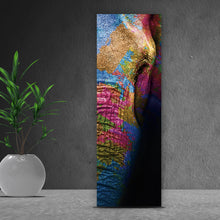Lade das Bild in den Galerie-Viewer, Aluminiumbild Farbenfroher Elefantenkopf Panorama Hoch