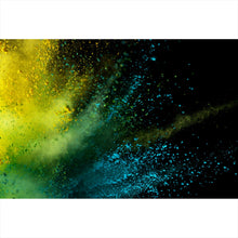 Lade das Bild in den Galerie-Viewer, Aluminiumbild Farbexplosion auf schwarzem Hintergrund Querformat