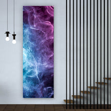 Lade das Bild in den Galerie-Viewer, Aluminiumbild Farbiger Rauch auf Schwarz Panorama Hoch