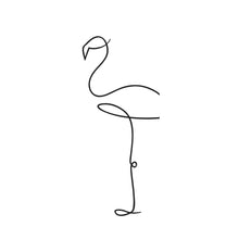 Lade das Bild in den Galerie-Viewer, Aluminiumbild gebürstet Flamingo Line Art Panorama Hoch