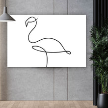 Lade das Bild in den Galerie-Viewer, Aluminiumbild gebürstet Flamingo Line Art Querformat