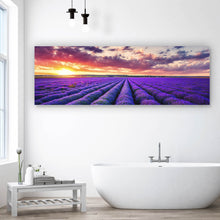 Lade das Bild in den Galerie-Viewer, Poster Fliederfeld im Sonnenuntergang Panorama
