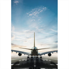 Lade das Bild in den Galerie-Viewer, Leinwandbild Flugzeug auf der Landebahn Hochformat