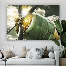 Lade das Bild in den Galerie-Viewer, Aluminiumbild gebürstet Flugzeug im Vintage Stil Querformat