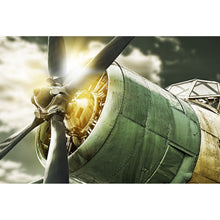 Lade das Bild in den Galerie-Viewer, Aluminiumbild gebürstet Flugzeug im Vintage Stil Querformat