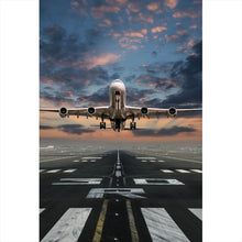 Lade das Bild in den Galerie-Viewer, Leinwandbild Flugzeug vor Sonnenuntergang Hochformat