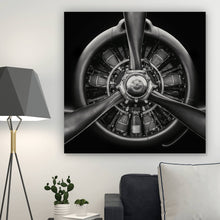 Lade das Bild in den Galerie-Viewer, Poster Flugzeugpropeller Schwarz Weiß Quadrat