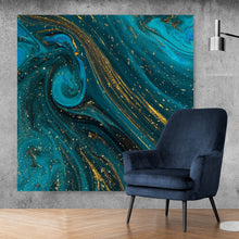 Lade das Bild in den Galerie-Viewer, Poster Fluid Art Smaragd No.1 Quadrat