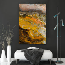 Lade das Bild in den Galerie-Viewer, Aluminiumbild gebürstet Fluid Art Coffee Hochformat