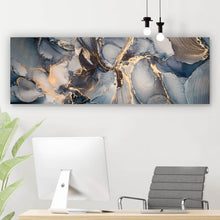 Lade das Bild in den Galerie-Viewer, Leinwandbild Fluid Art Dark Blue Panorama