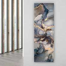 Lade das Bild in den Galerie-Viewer, Leinwandbild Fluid Art Dark Blue Panorama Hoch