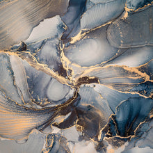 Lade das Bild in den Galerie-Viewer, Aluminiumbild Fluid Art Dark Blue Quadrat